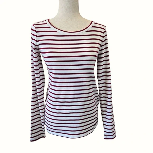 NEW Long Sleeve Womens Shirt Size M Decorative Side Slits Elbow Patches Nautical - Picture 2 of 9